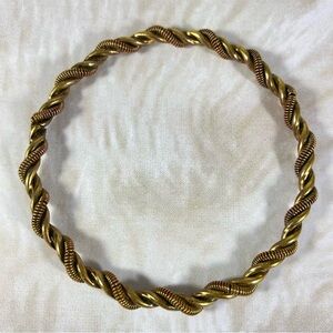 Vintage gold tone rope bangle stack bracelet